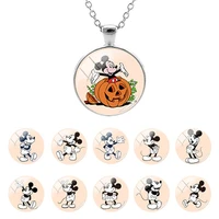 disney mickey mouse cute cartoon pattern hot sale glass dome pendant chain necklace gifts for girls cabochon jewelry mik223 25