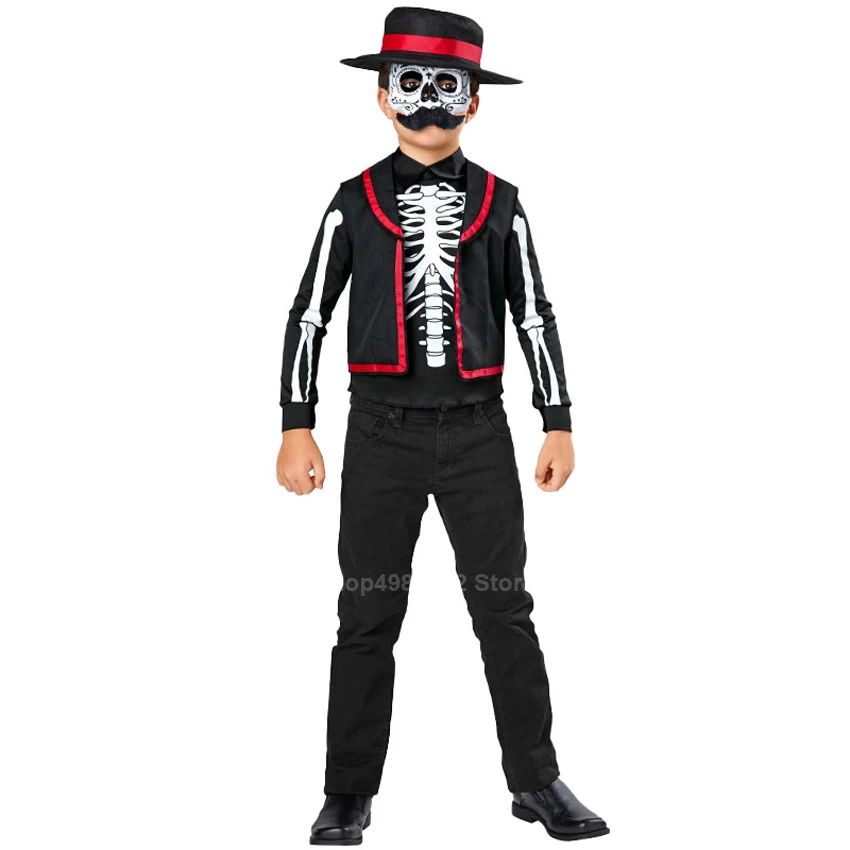 

Halloween Cosplay Costume Family Men Women Girl Boy Carnival Party Bloody Skeleton Ghost Vampire Ghost Day of The Dead Dress Set