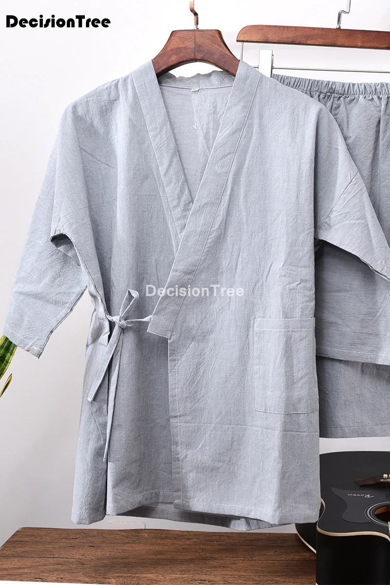 

2021 pajamas for men sleepwear plaid pyjama set men nightwear kimono home clothing nightgown soft gown sleepwear obi outfits