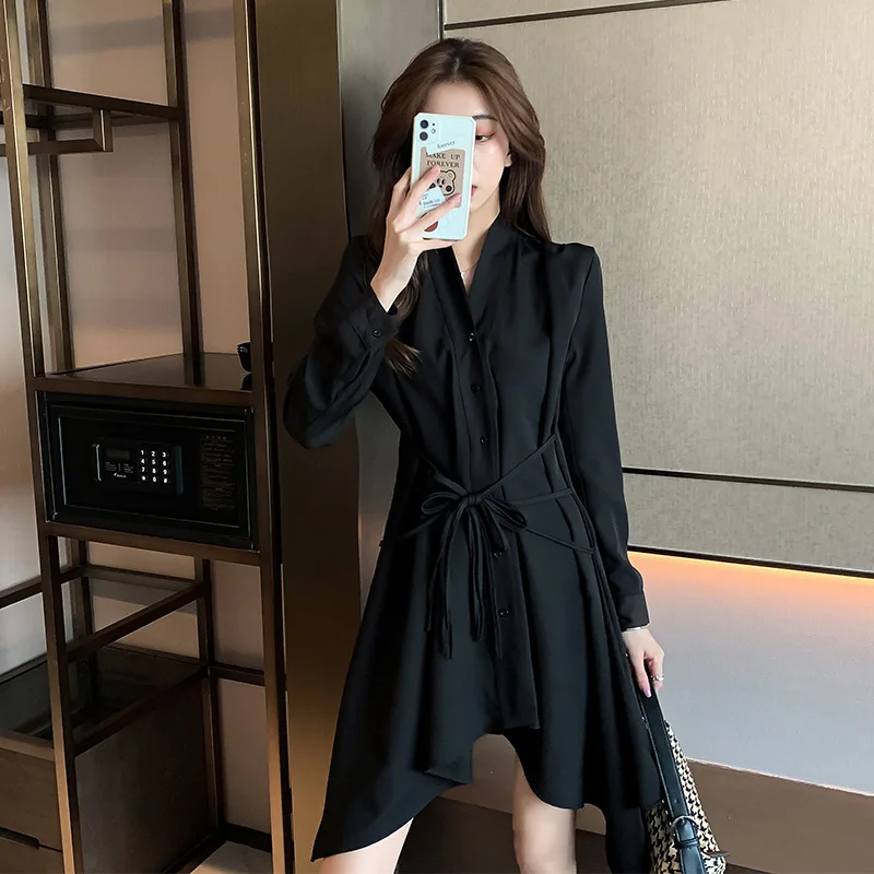 

Shirt Young Retro Style Irregular Lace Shirt Dress Women's Mid-LengthRachel