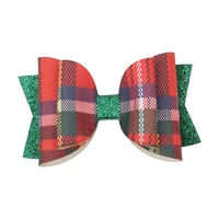 2020 New Christmas Hair Accessories For Girls Glitters Leather Plaid Hair Clips Baby Girl Barrettes Hair Ornament Kids Hairpins