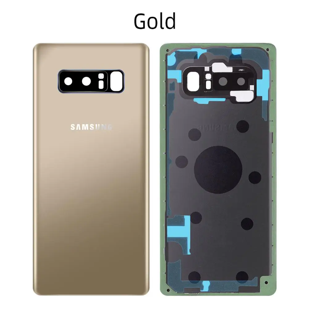 Стекло SAMSUNG Galaxy Note 8 N9500 N950F задняя Батарея крышка Дверь задняя Корпус чехол сменная адгезионная Стикеры 6,3 дюймов - Цвет: Gold with Lens