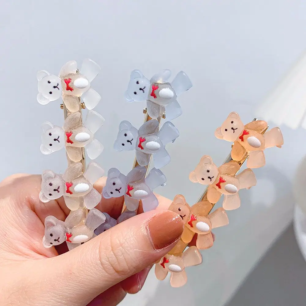 

Bear Candy Color Cartoon Bear Resin Acrylic Headwear Fix Fringe Barrette Hair Pin Hair Clips Hair Clips Side Bangs for women