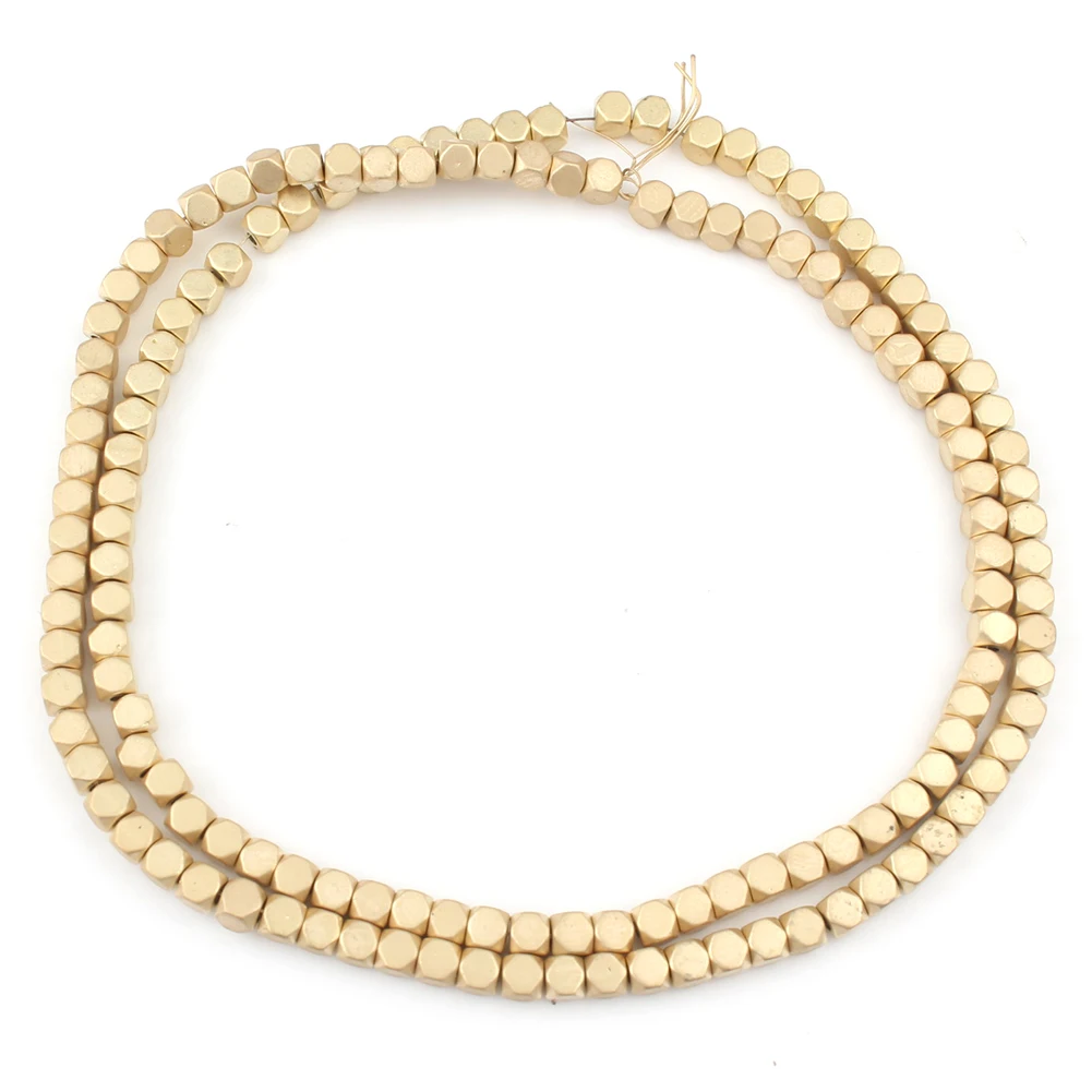 

Wholesale Matte Gold Silver Color Faceted Cube Shape 3mm Hematite Beads Loose Stone Beads for Jewelry Making DIY Bracelet 15inch
