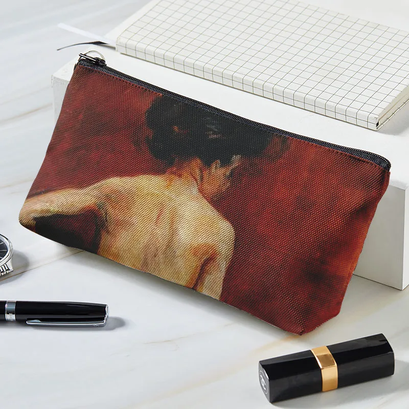 

New Van Gogh Oil Painting Series Printed Canvas Makeup Bag Women's Girls Portable Cosmetic Bag 2-in-1 Dual Purpose Coin Bag