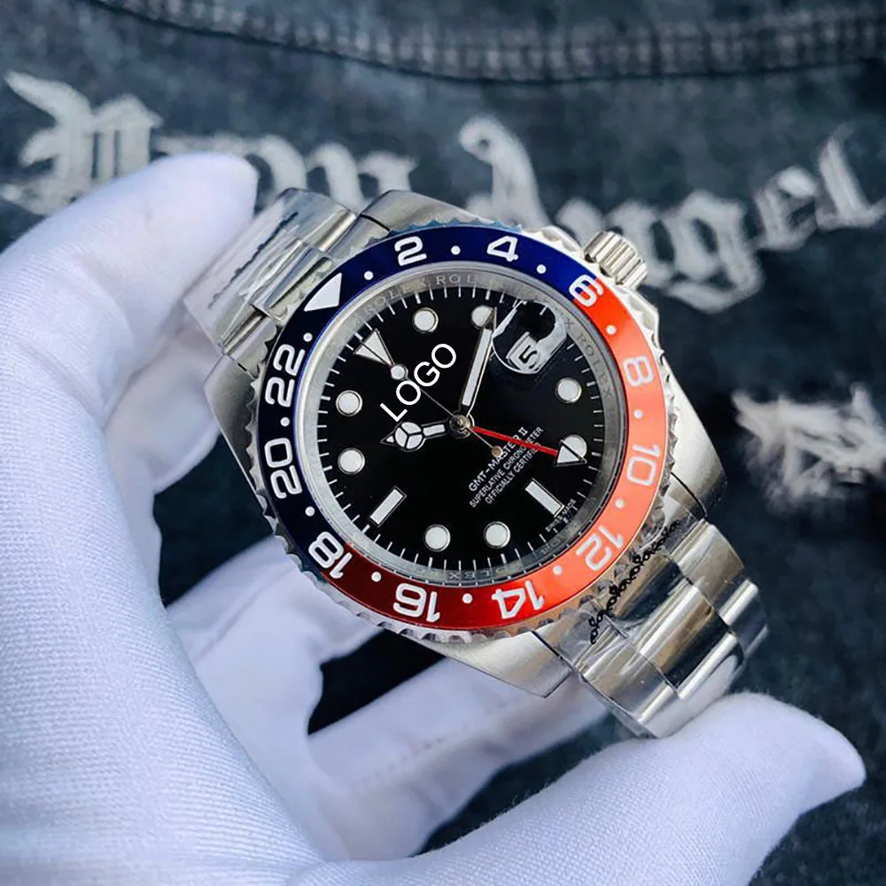 

Luxury Brand Men Watch GMT Stainless Steel Automatic Movement Black Dial Men's Watch 116710BLNR noob factory