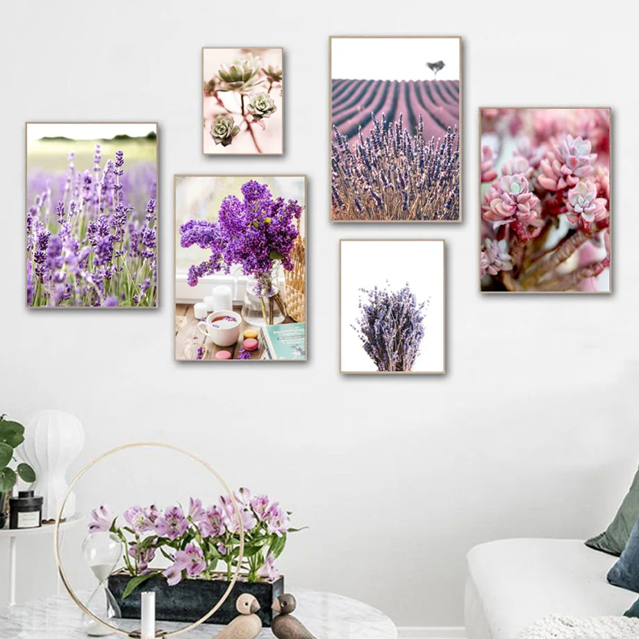 

Lavender Flower Grass Succulents Vase Cup Wall Art Canvas Painting Nordic Posters And Prints Wall Pictures For Living Room Decor