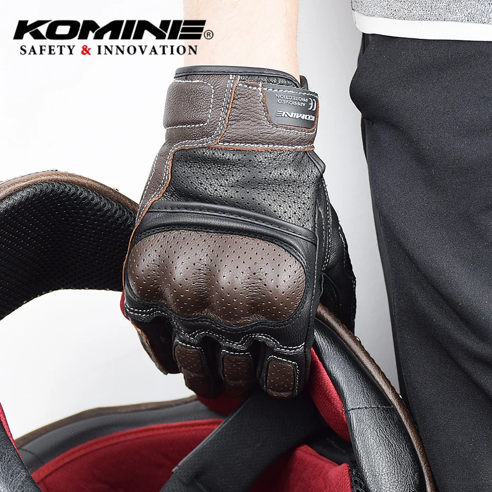 Перфорированные дышащие мотоциклетные летние перчатки kOMINE Кожаные