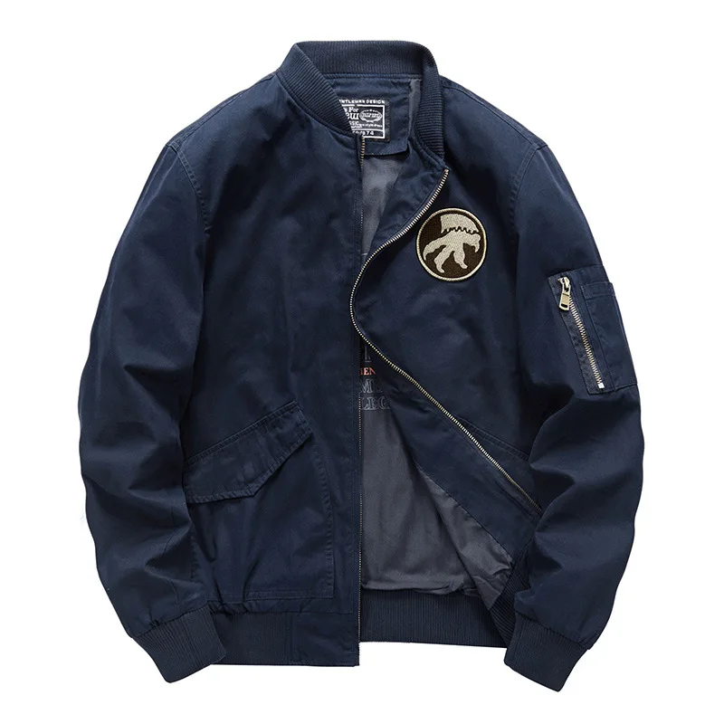 

Loose Baseball Uniform Autumn Plus Size M-4L Pure Cotton Tooling Casual Jacket Men's Thin Flight Suit