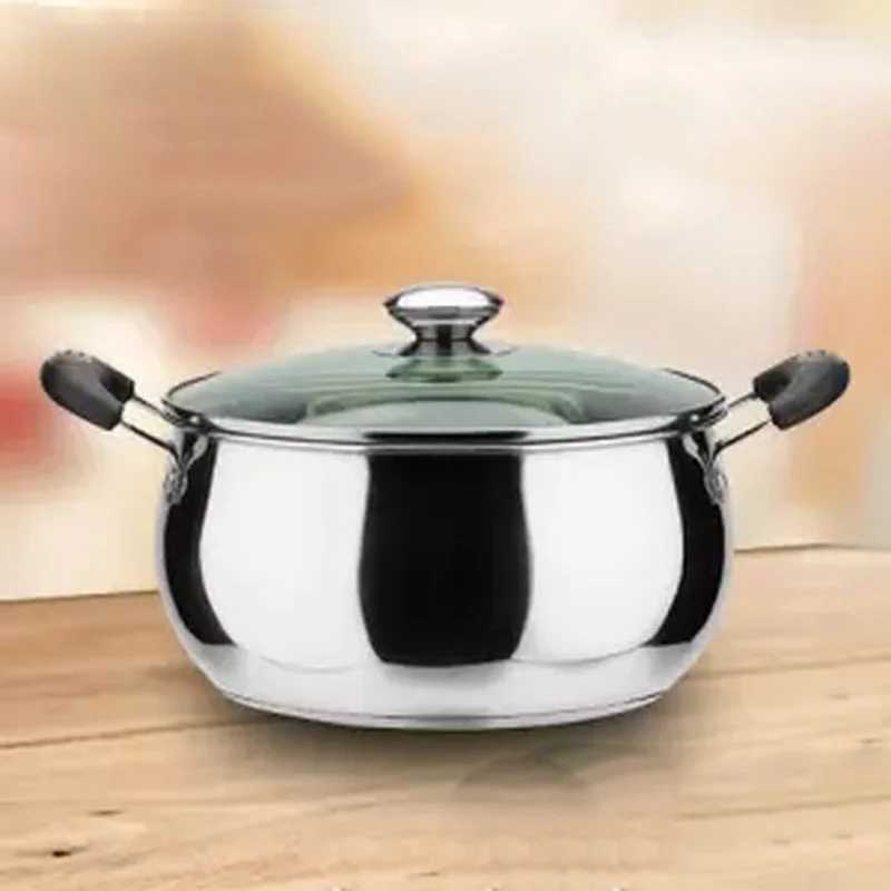 Суповая кастрюля из нержавеющей стали утолщенная маленькая зеркальная для