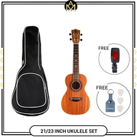 2123 inch sapele ukulele soprano concert size hawaii guitar accessories with uke hanger tuner picks holder best for beginners