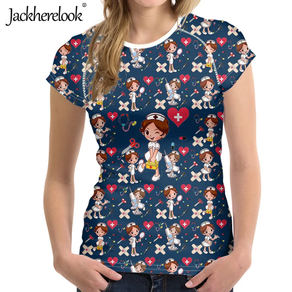 

Jackherelook Harajuku Мультфильм медсестры; Европейский бренд; Дизайнерские летние футболка свободного покроя с О-образным вырезом с коротким рукаво...