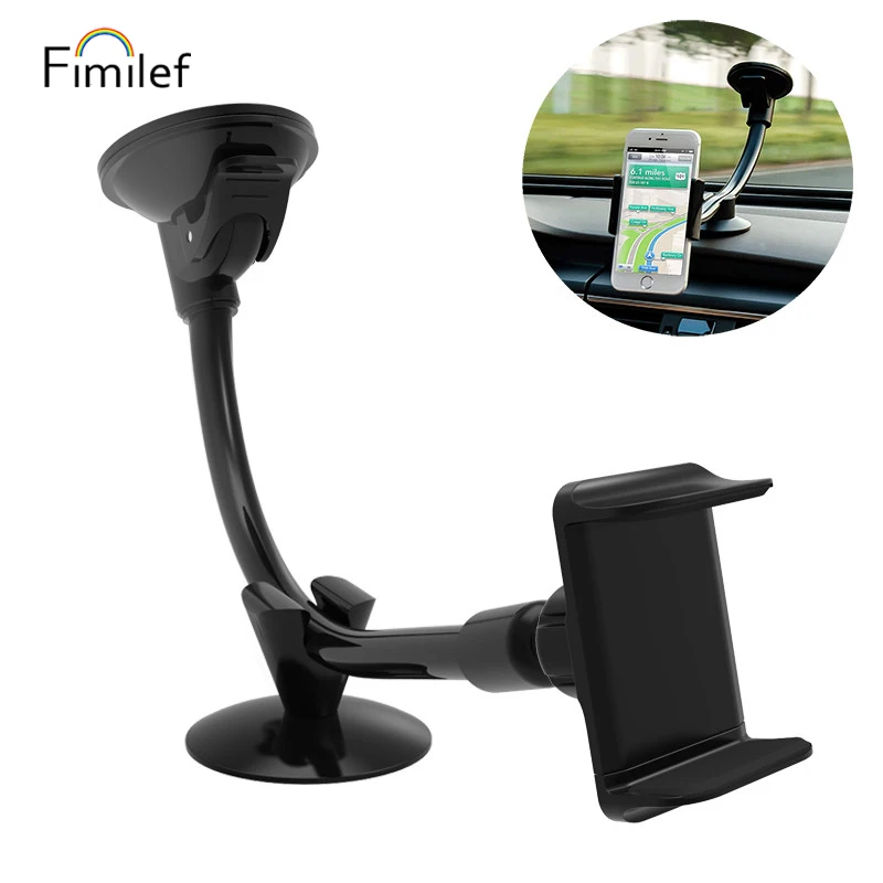 

FIMILEF Universal Car Phone Mount Holder Clamps Long Arm Windshield Dashboard Cell Phone Holder For iPhone X 8 7 Plus 6 6s Plus