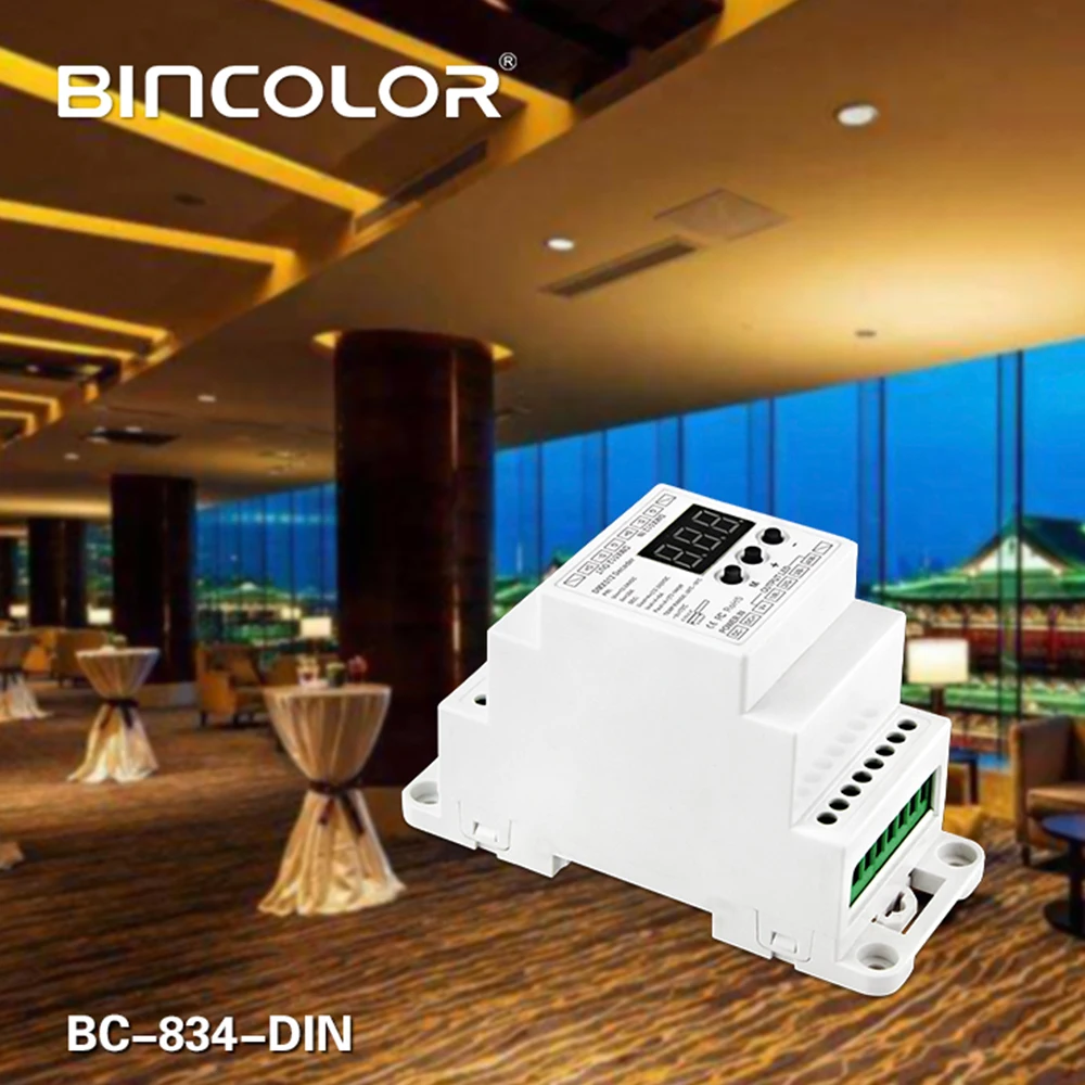 Новый BC-834-DIN DIN Rail DC12 24V 6A * 4CH выход постоянное напряжение DMX512/1990 контроллер