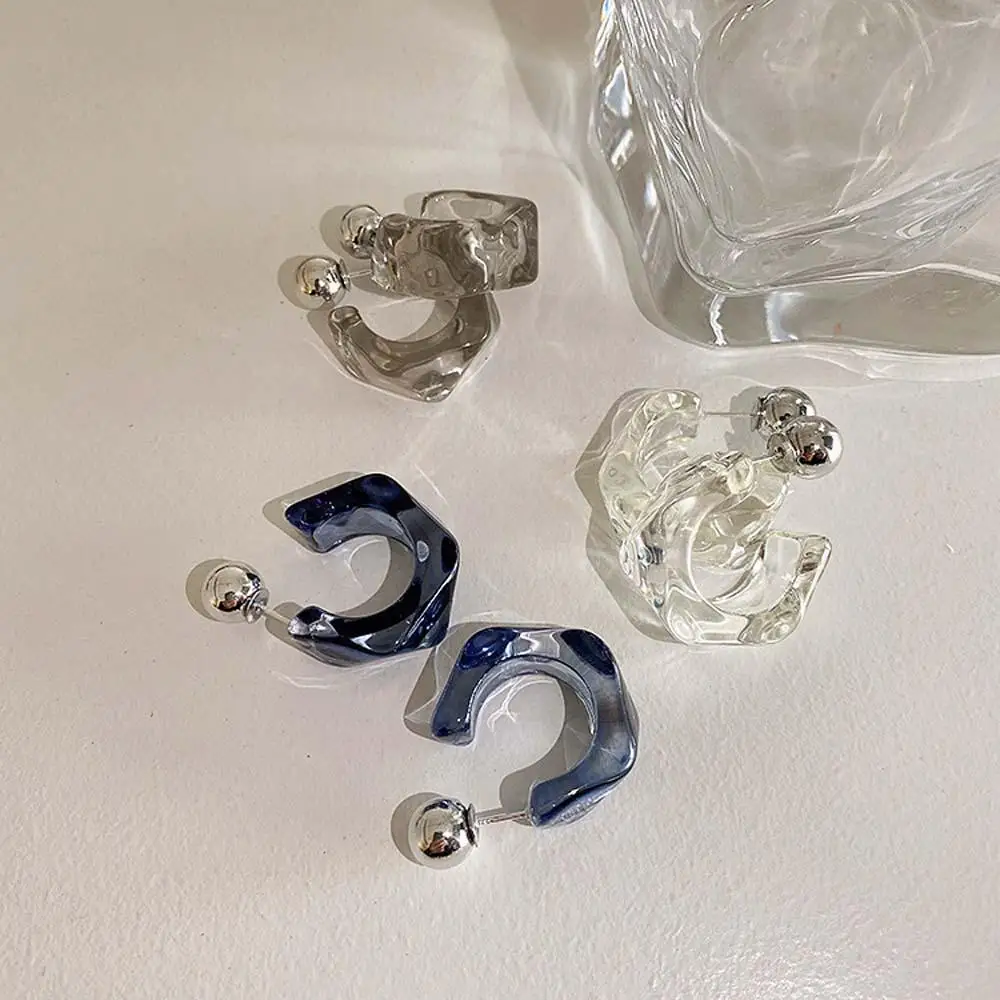 

Fashion Hoop Earrings Travel Jewelry Geometric Irregular Diamond Earrings For Women Transparent Resin Acrylic Girls Summer