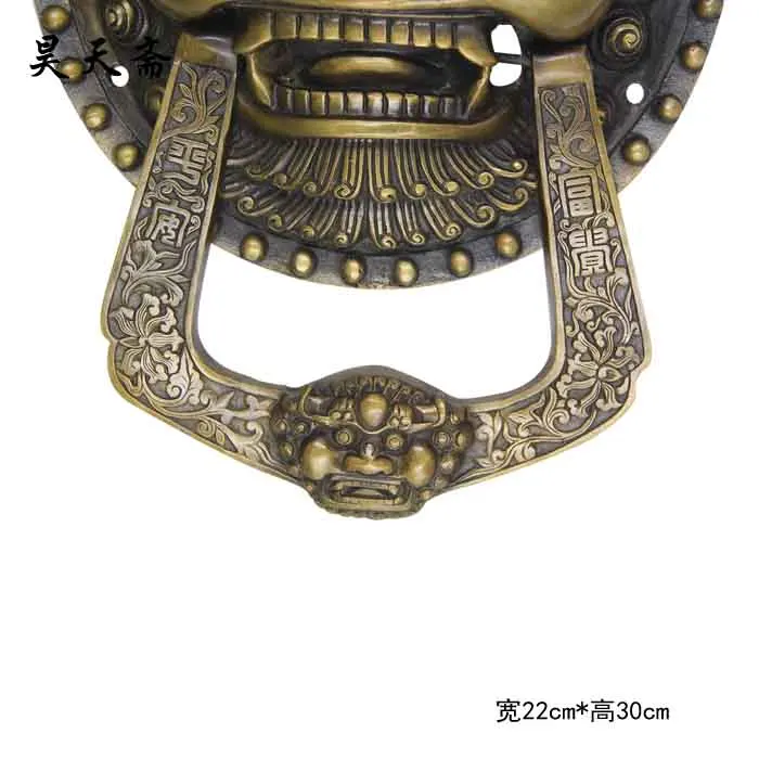 Классическая дверь из чистой меди ручка в виде зверя металлическое Крепление