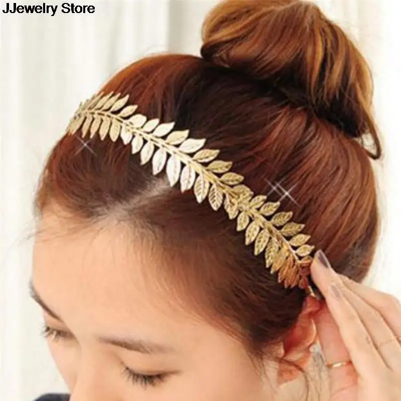 Fashion Gold Plated Metal Leaf Headband Hairband for Women Wedding Hair Accessories Elegant Silver Leaves Head Forehead Jewelry |