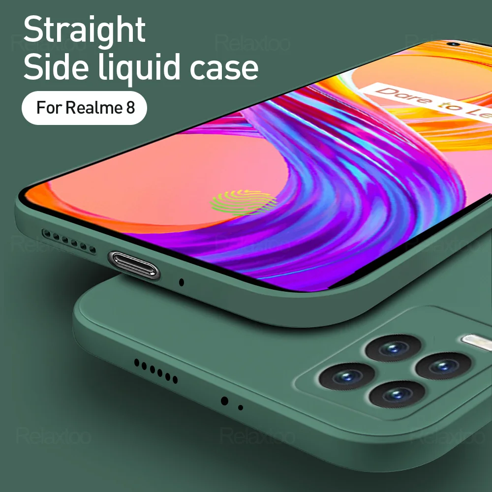 luxury original square liquid silicone cover for realme 8 pro 8i case shockproof soft phone back case for realmi 8i 8pro pro 4g free global shipping