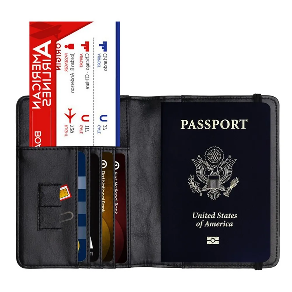 RFID Блокировка паспорта Обложка PU кожаный чехол держатель для США Путешествия