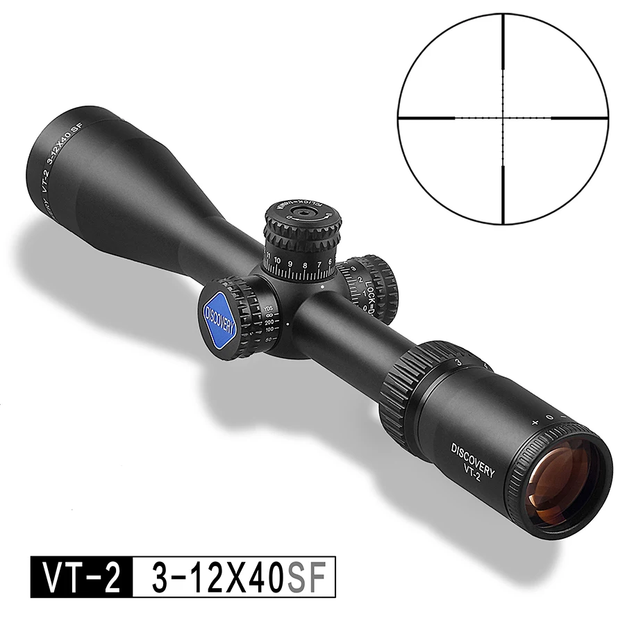 

DISCOVERY Hunting Riflescope VT-2 3-12X40 SF Side Focal Rifle Scope Mil Dot Reticle Come With Free Scope Mount