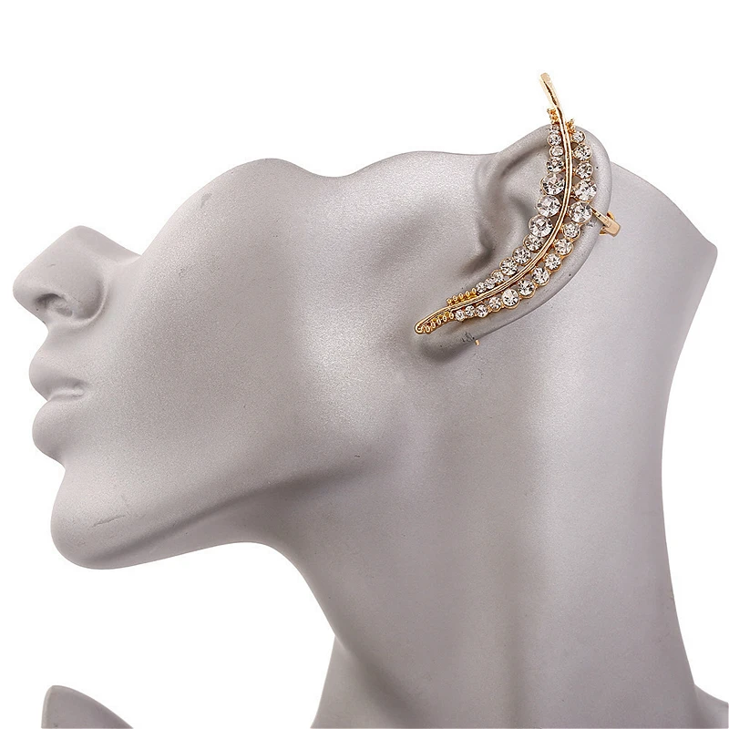 

Luxury Rhinestone Leaf Ear Cuff Earrings For Women Trendy Piercing Fixed Ear Stud Elegant Clip Earring Fashion Jewelry 1pcs