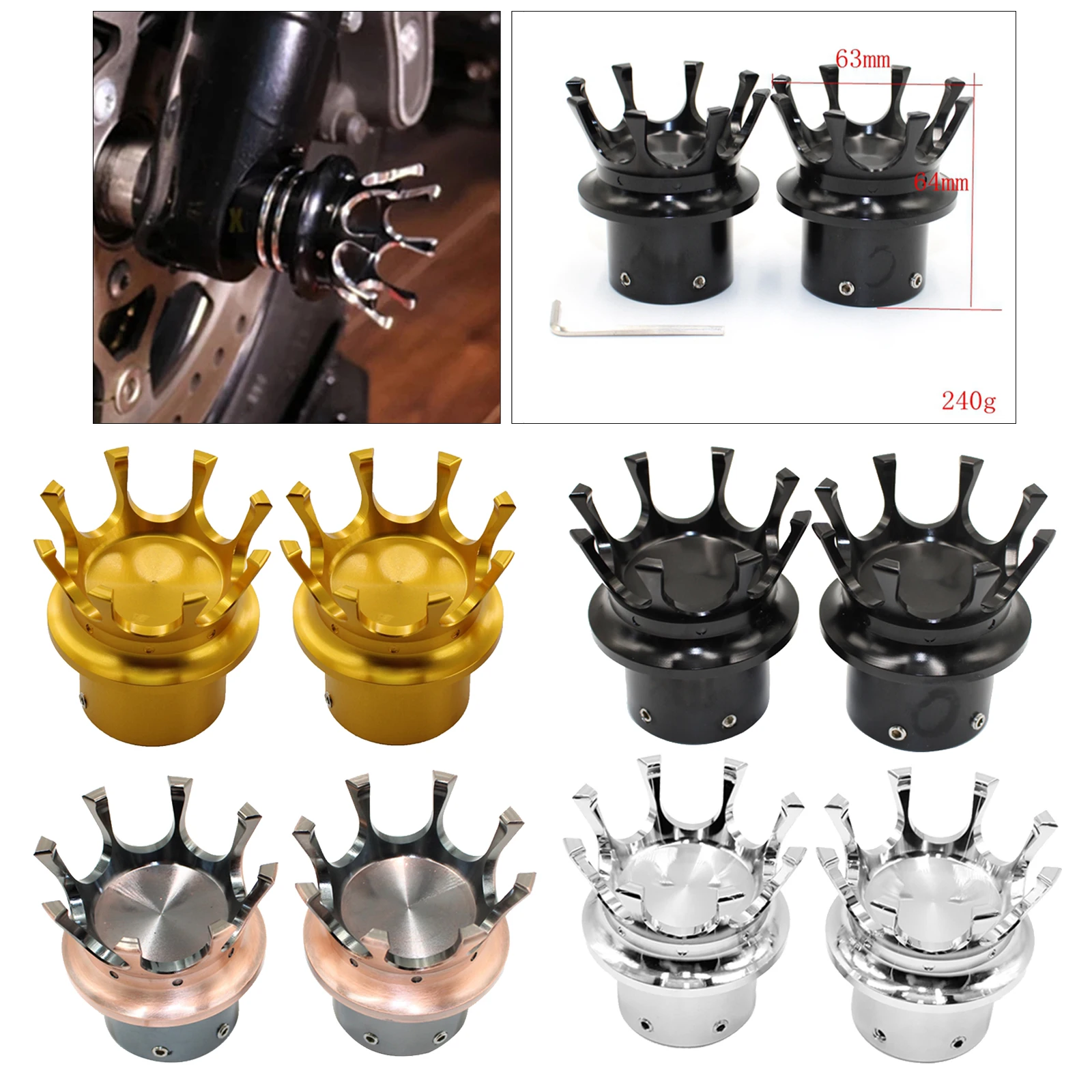 

Universal Crown Front Axle Nut Cover For Harley XL 883 1200 Glide