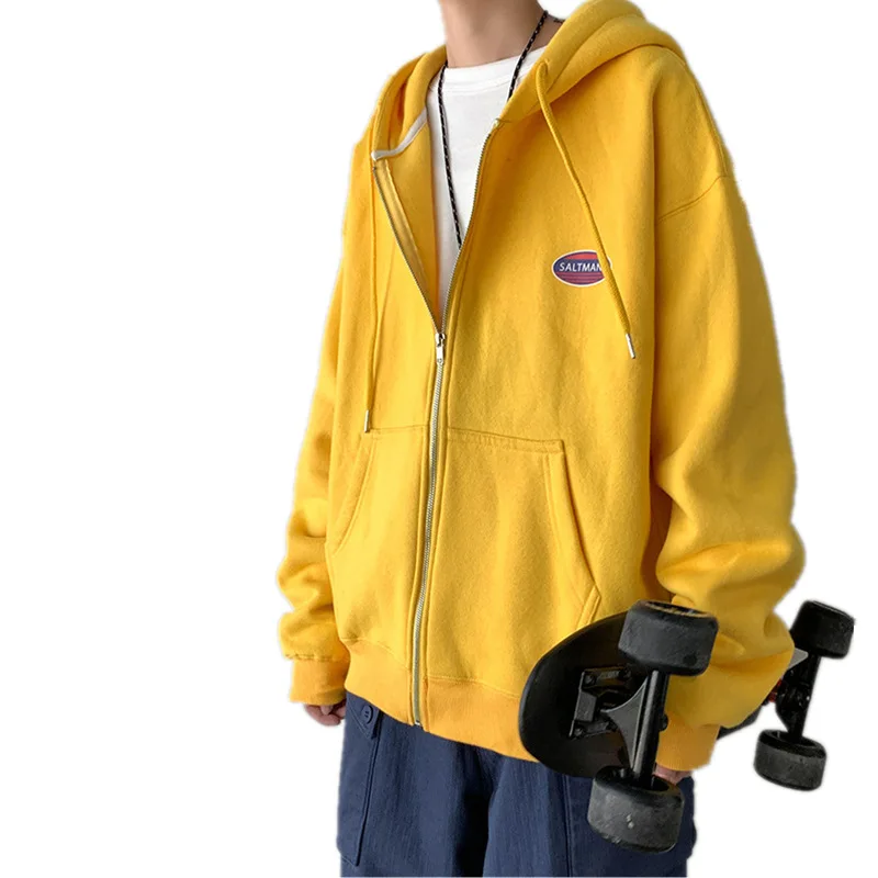 

Sweater men's hooded cardigan spring student Hong Kong style ins loose all-match casual jacket