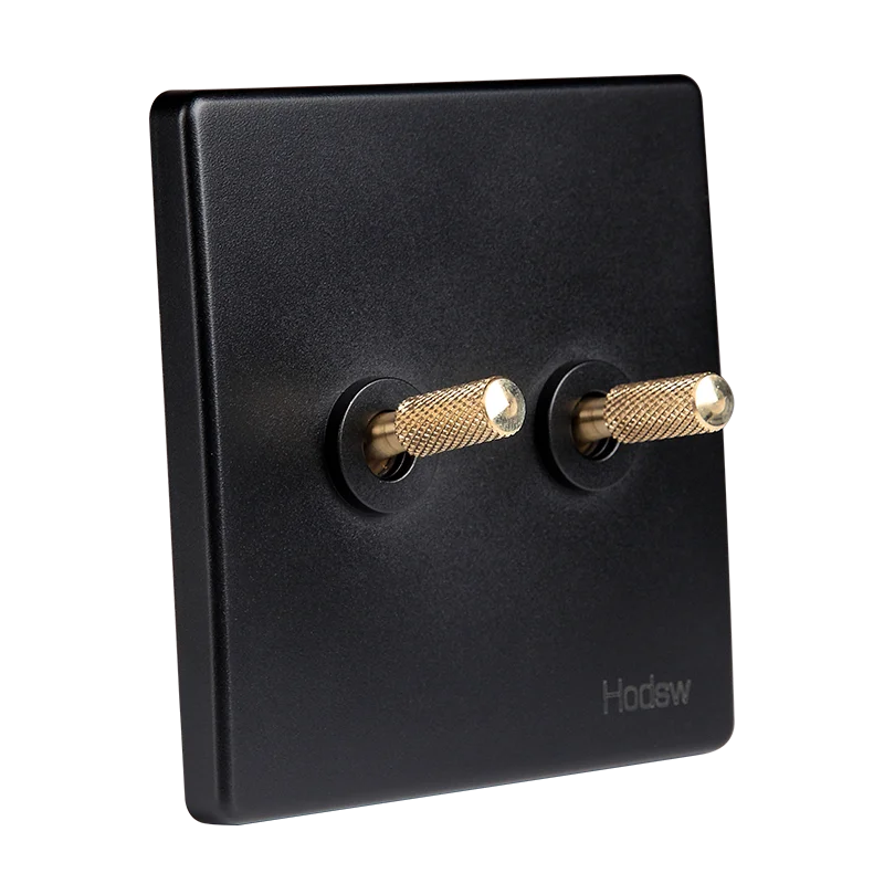 2-Gang Switch Высокое качество 86 Тип ретро черный настенный светильник латунный тумблер 1-4 банды одиночный двойной контроль выключатель света 10A 220V - Цвет: 2-Gang Switch