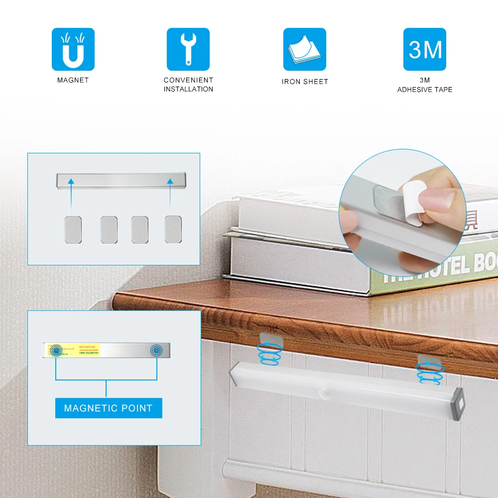 

New 2PCS LED Motion Sensor Light Cupboard Wardrobe Bed Lamp 20 LED Under Cabinet Night Light For Closet Stairs Kitchen Light