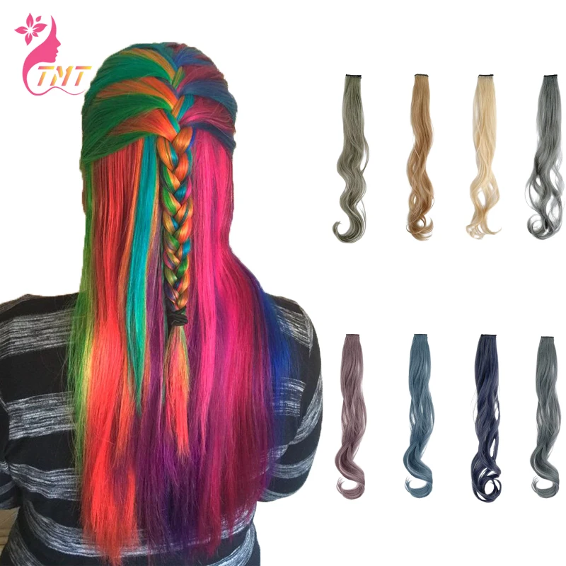 

TMT Clip In One Piece Synthetic Hair Extension Long Ombre Pink Color Straight Hair Fake Hair High Temperature Fiber Hair Pieces