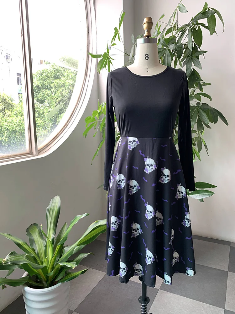 Осеннее готическое винтажное офисное женское платье на Хэллоуин пуловер с