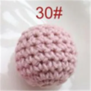 Chengkai 50 шт. 20 мм Круглый Вязание Хлопок крючком деревянные бусины шары для DIY украшения для прорезания зубов ожерелье игрушка - Цвет: 30