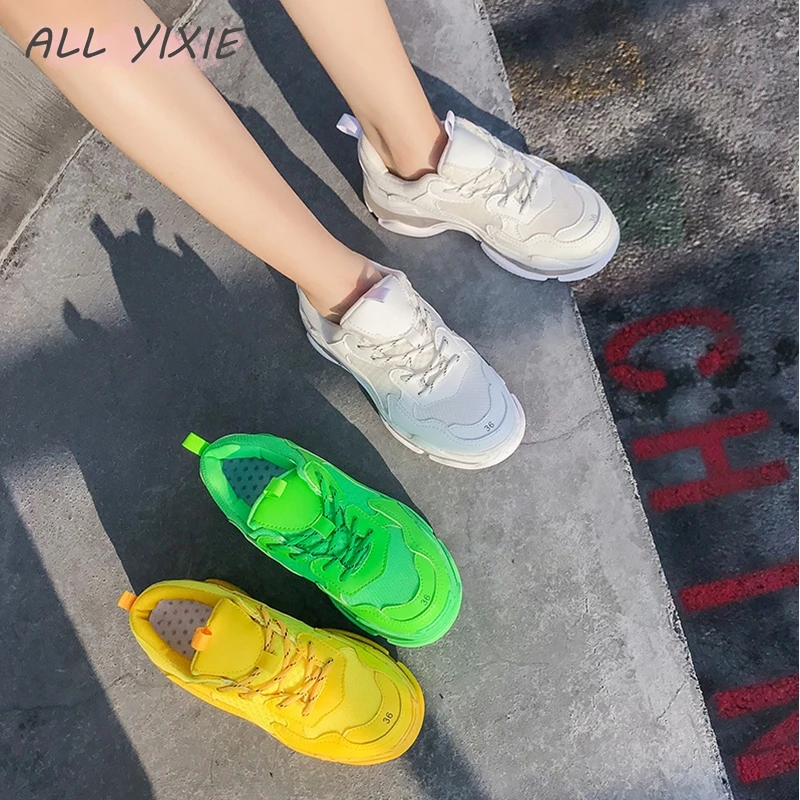 ALL YIXIE 2019 женская мода на платформе кроссовки для женщин коренастый повседневная