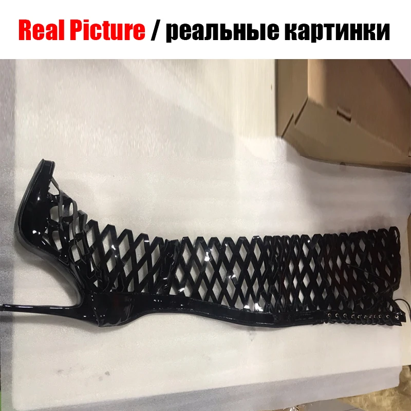 BONJOMARISA/женские летние сапоги для подиума; большие размеры 34-47; пикантные Летние Сапоги выше колена; пикантные женские босоножки на высоком каблуке