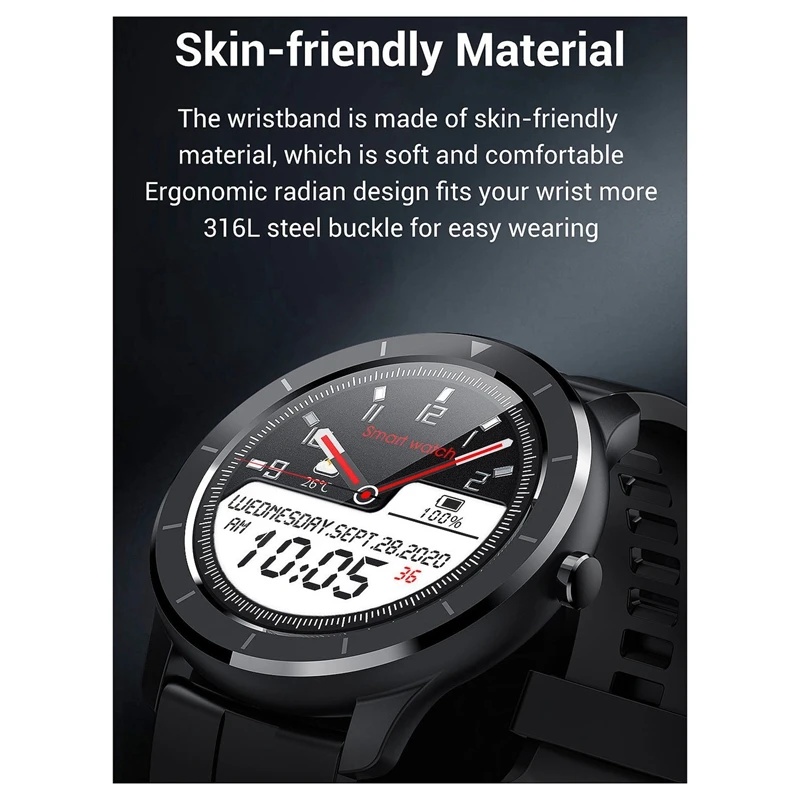 

2 Pcs T6 Press Round Screen Smart Watch Ip68 Waterproof Blood Pressure Oxygen Smartwatch for Man Women, Pink & Black