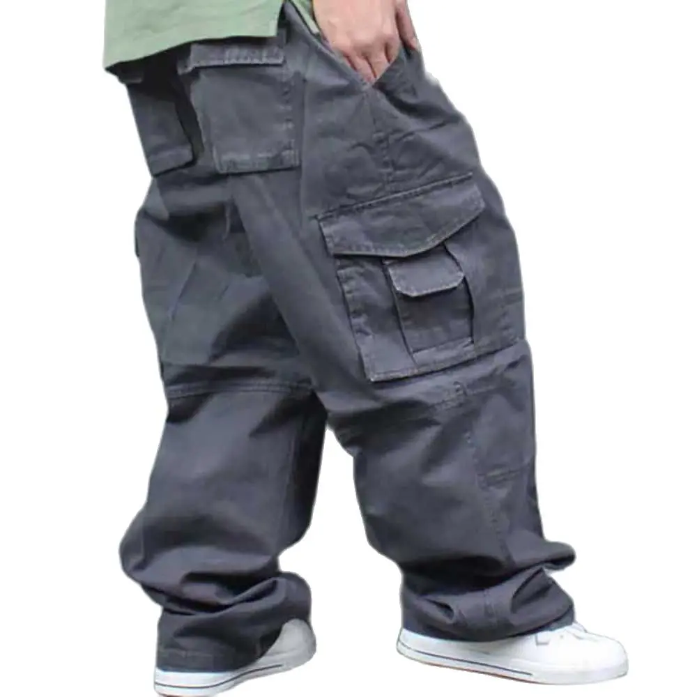 

FAKUNTN Men Casual Wide Leg Hip Hop Pants Cotton Harem Cargo Pants Loose Baggy Trousers Streetwear Plus Size Joggers Men