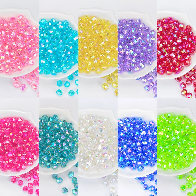 

Acrylic Angle Beads Straight Hole Transparent AB Color diy Beaded Jewelry beads Accessories Symphony 32 Faceted Angle Beads