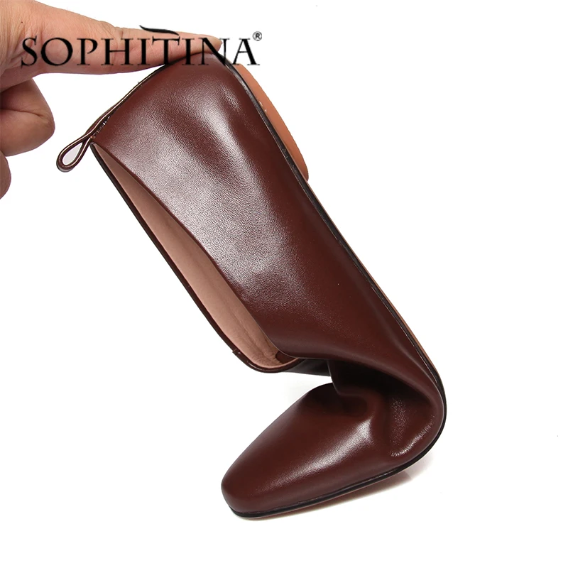 Женские туфли на плоской подошве SOPHITINA Мягкие Удобные однотонные из натуральной