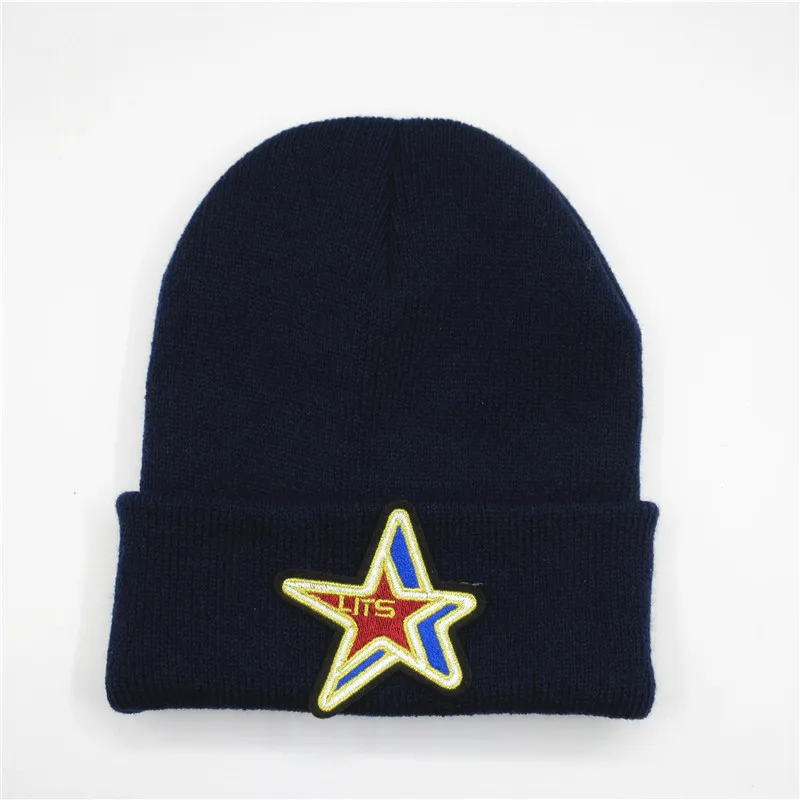 

Cotton Bar stars embroidery Thicken knitted hat winter warm hat Skullies cap beanie hat for kid men women 34