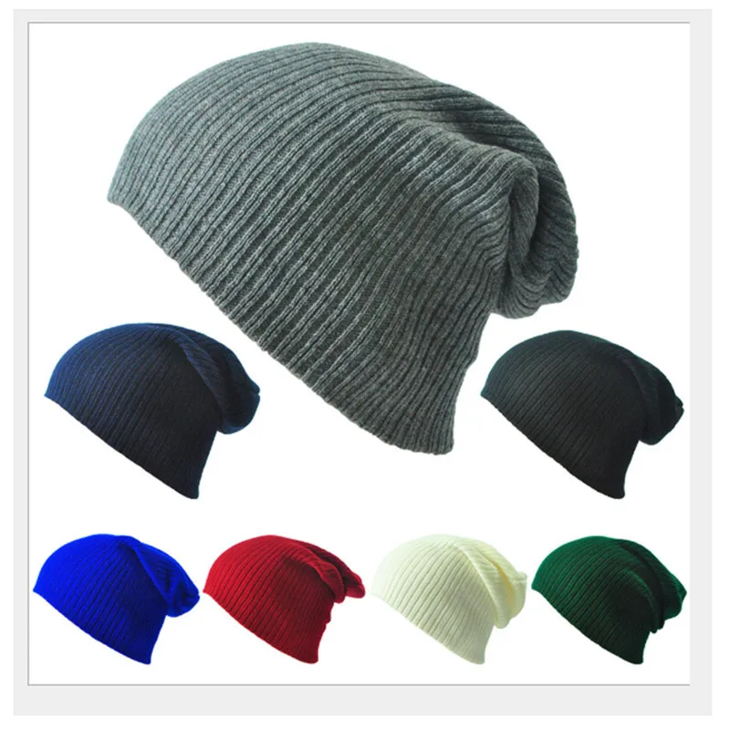 Осень зима 2020 однотонная шапка с полосатым рукавом мужская и женская теплая