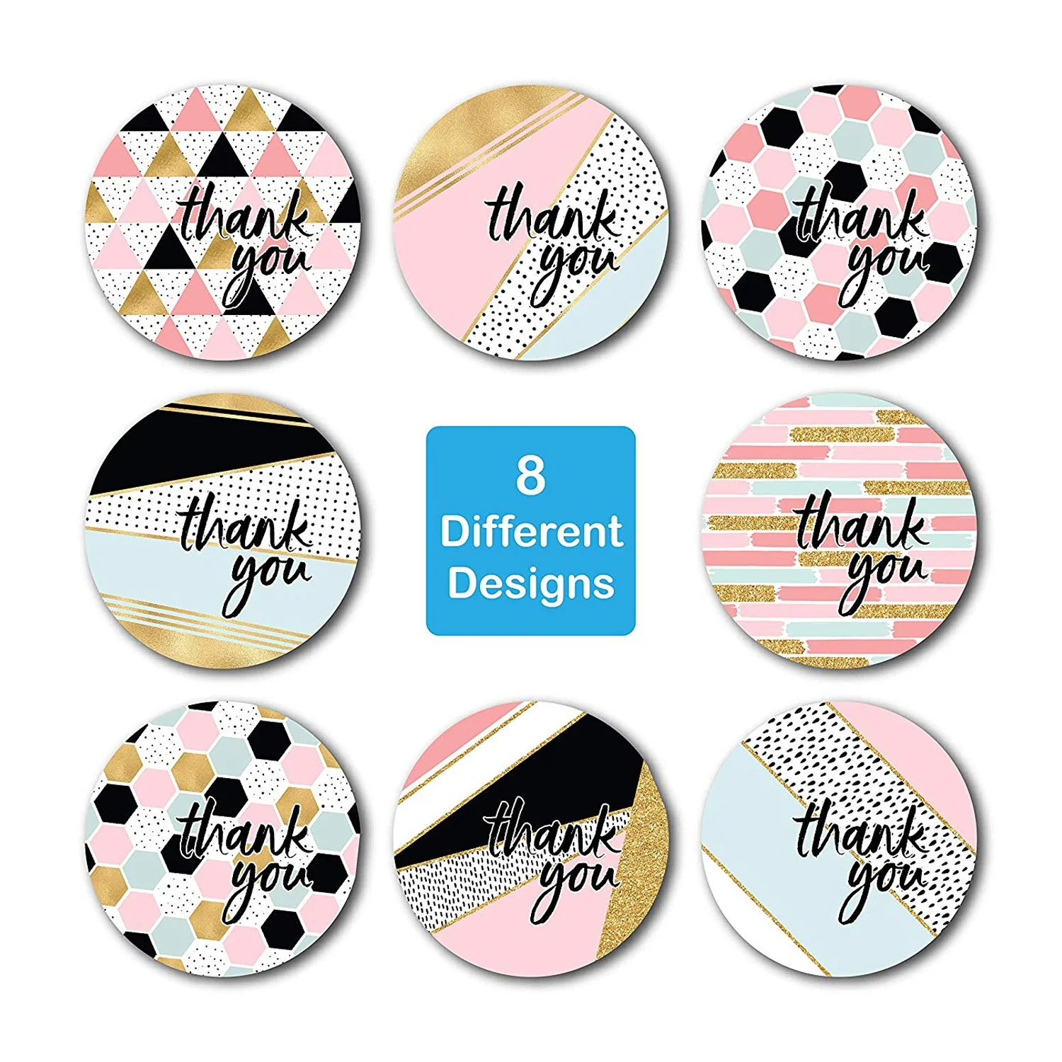 

Thank You Stickers Round Pink Geometric Pattern Seal Labels Christmas Stickers School Teacher Reward Stationery Sticker