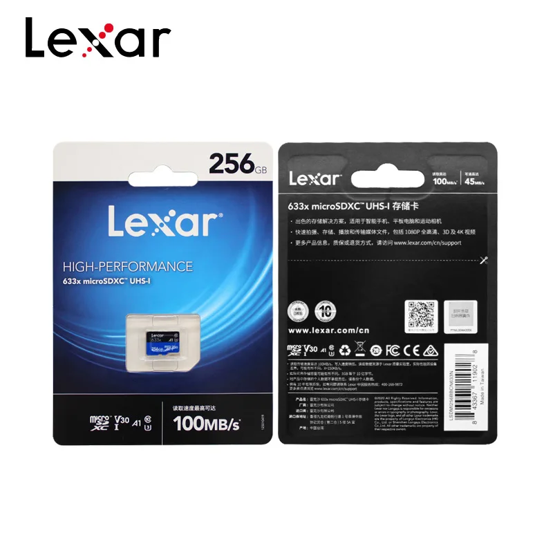 

100% Original Lexar Micro SD Card 256GB High Speed 95MB/S 128GB 32GB Class 10 633x 64GB Memory Card U3 V30 UHS-I TF Card Microsd