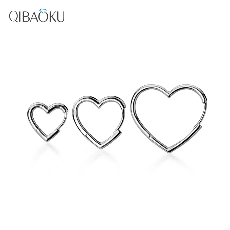 

100% 925 Sterling Silver Earrings Smooth Love Heart Ear Jewelry Women Korean Version Temperament Earrings Gift