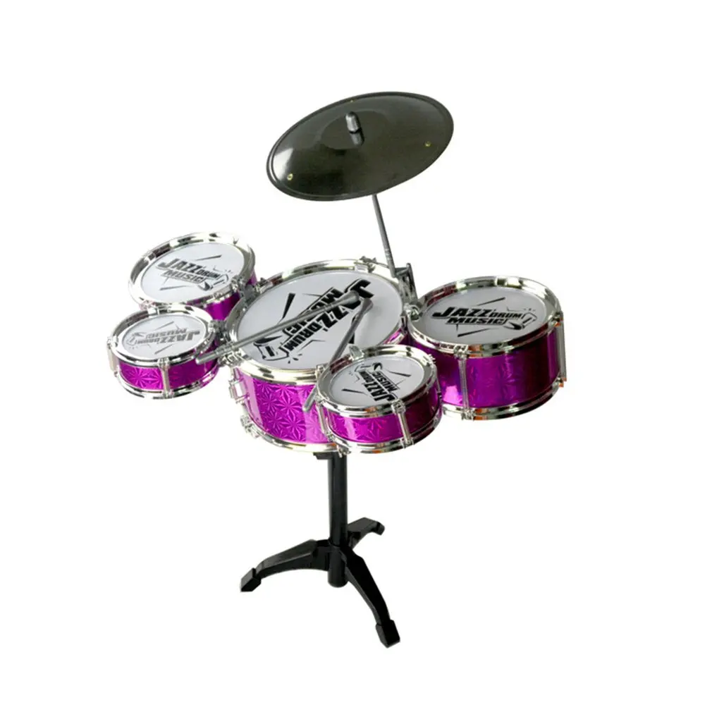 

Musical Instrument Toy For Children 5 Drums Simulation Jazz Drum Kit with Drumsticks Educational Musical Toy for Kids Xmax Gift