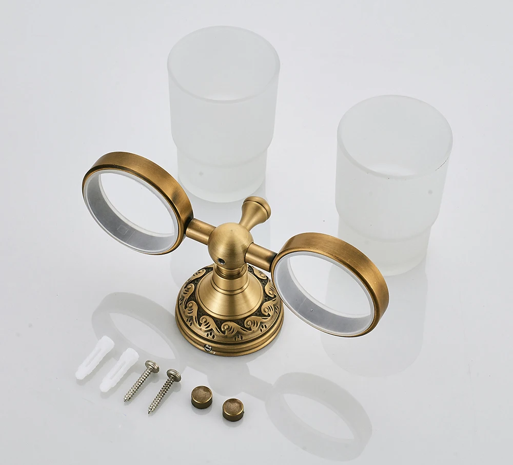 

Nordic style bathroom Old metal toothbrush bracket Old bathroom double toothbrush cup bathroom accessories