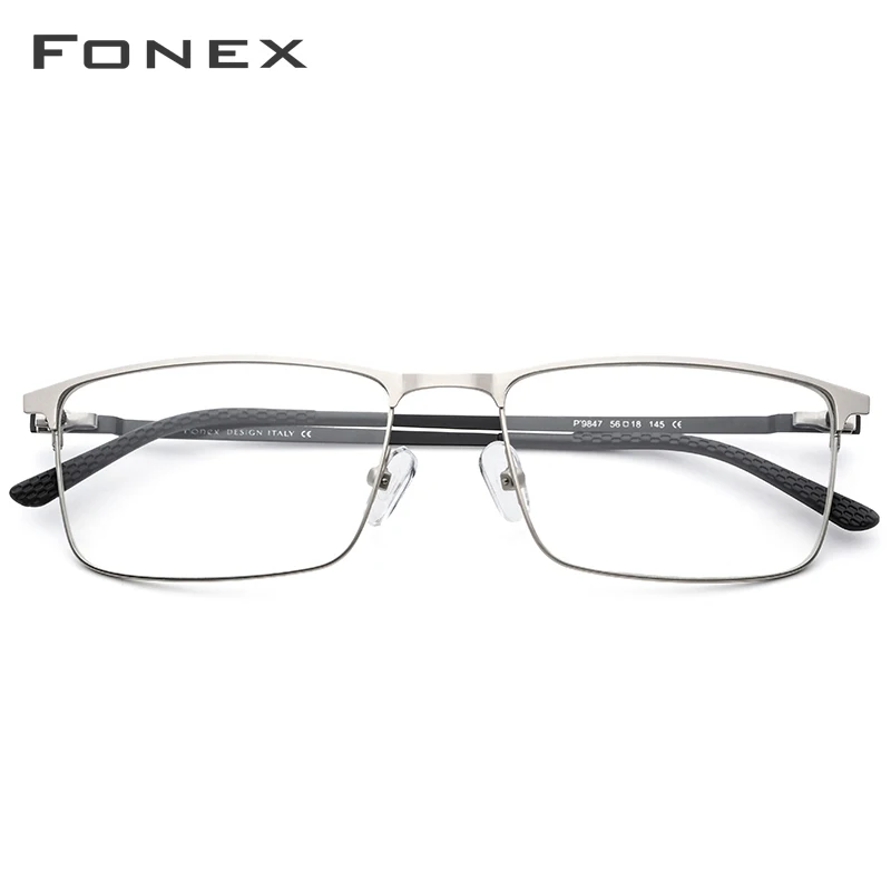 FONEX, квадратные очки из сплава, мужские ультралегкие очки, оправа, новинка, мужские очки по рецепту, близорукость, оптические оправы, Безвинтовые очки 9847