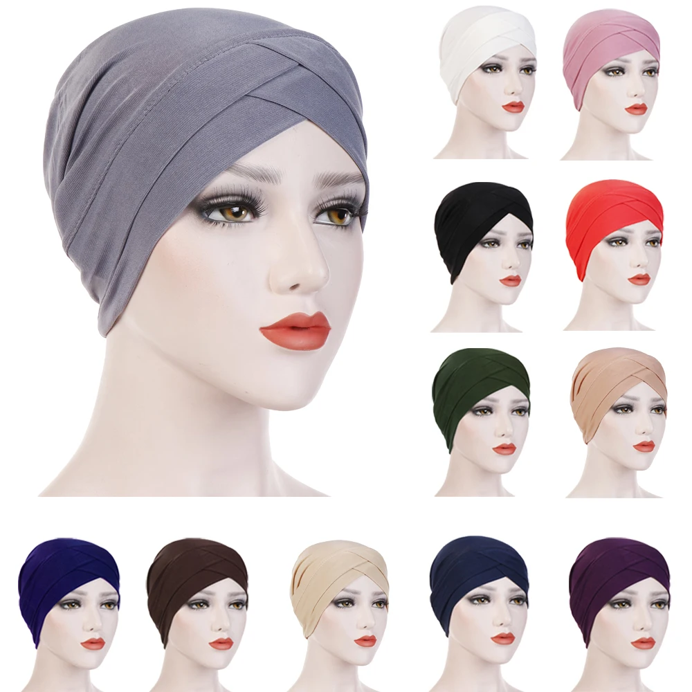 

Muslim Women Hijab Turban Hat Head Scarf Hair Loss Cancer Chemo Cap Headscarf Wrap Islamic Beanie Bonnet Stretch Headwear Hat