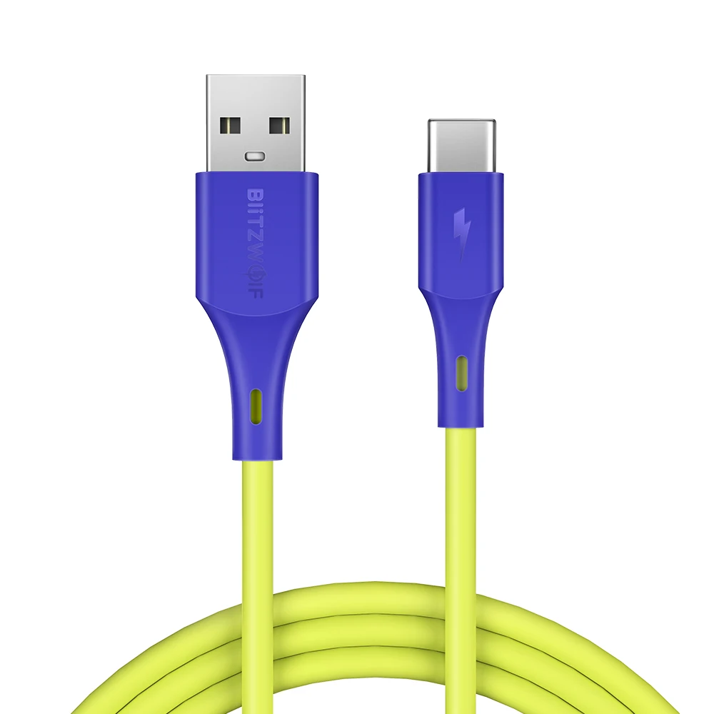 BlitzWolf 3A usb type-C кабель передачи данных для быстрой зарядки телефона зарядное устройство для samsung S9 S8 для Oneplus 6 для Xiaomi Mi8 Mix 2s S9 кабель - Цвет: Yellow Green