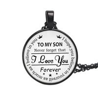 to my son i love you letter art photo cabochon glass pendant necklace jewelry accessories for mom and dad and son fashion gifts