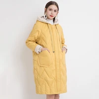 women 2021 new winter white duck down coat female knitted hat stitching hooded puffer jackets casual loose oversize warm outwear